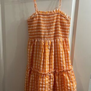 Vibrant Orange and White Striped Dress